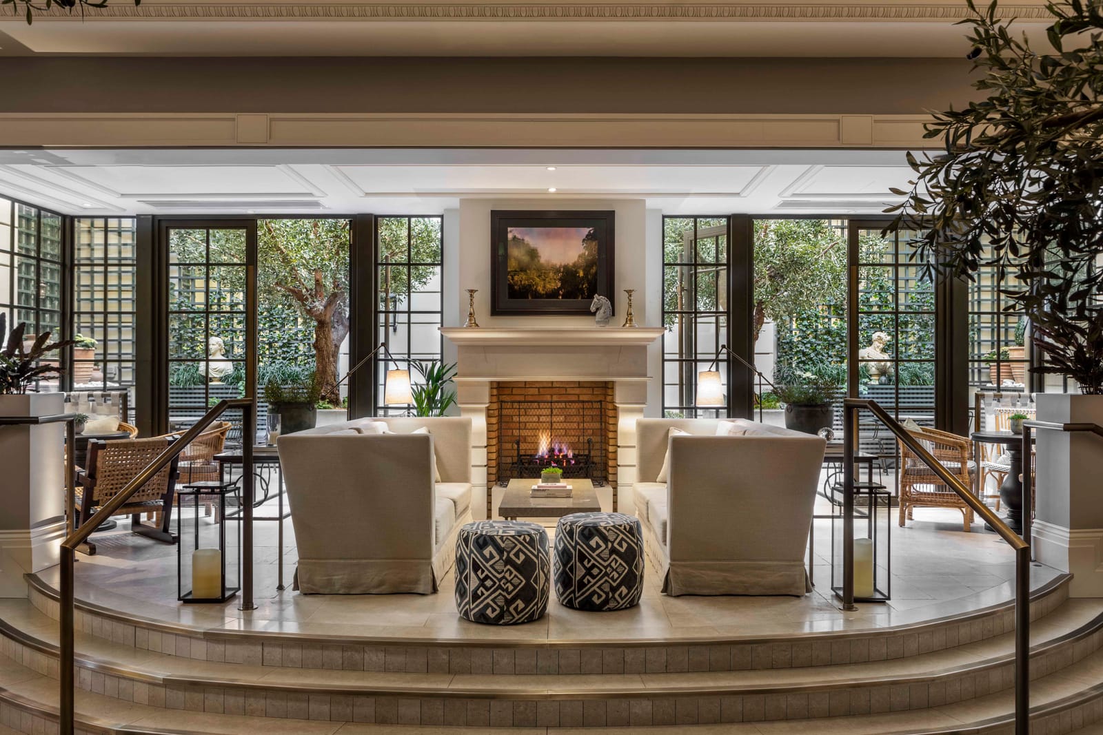 The fireplace, off the lobby